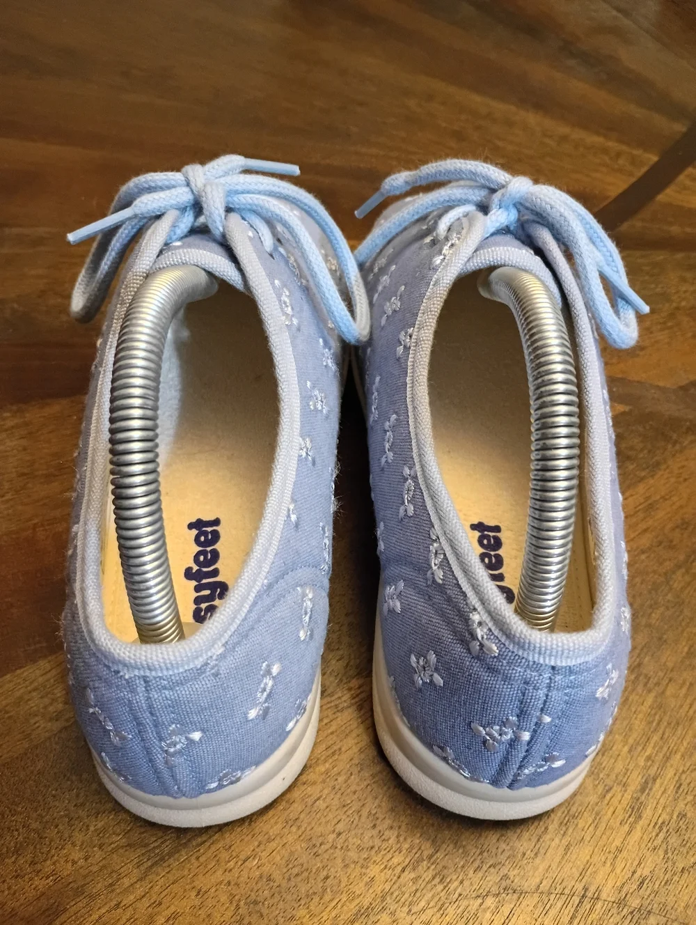 Cosyfeet Women’s Wide Fit Comfort Shoes Blue Floral Embroidered Lace Up Size 5